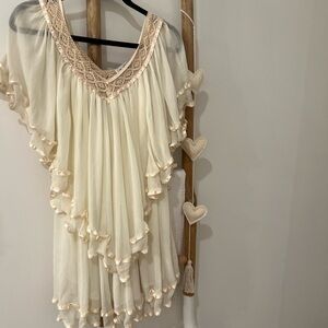 Elegant Cream VaVa by Joy Han Ruffled Dress
